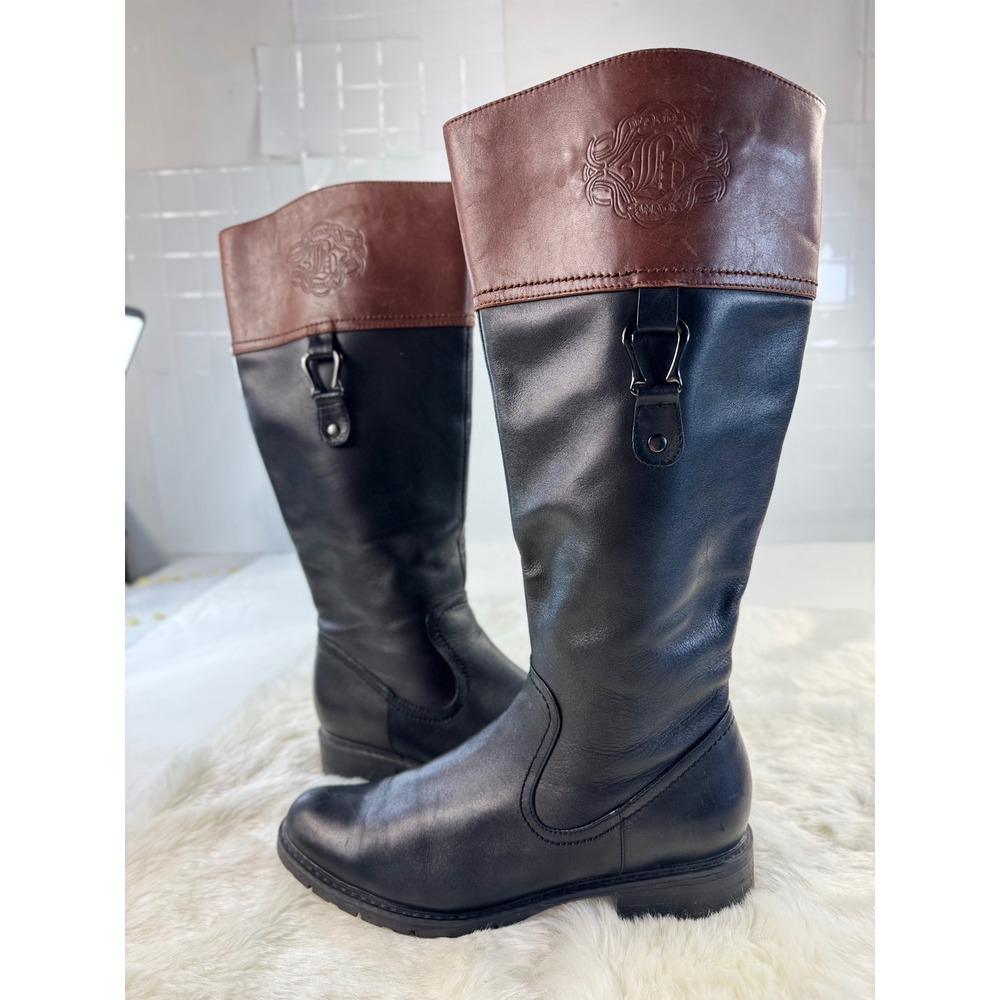 Blondo Aqua Protect Black Brown Leather Waterproof Riding Boots B1974-91 Size 8M